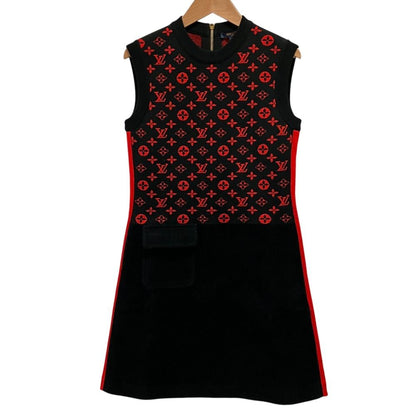 Louis Vuitton Monogram a Line Sleeveless Knit Dress S Black