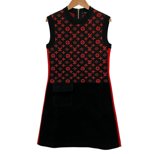 Louis Vuitton Monogram a Line Sleeveless Knit Dress S Black