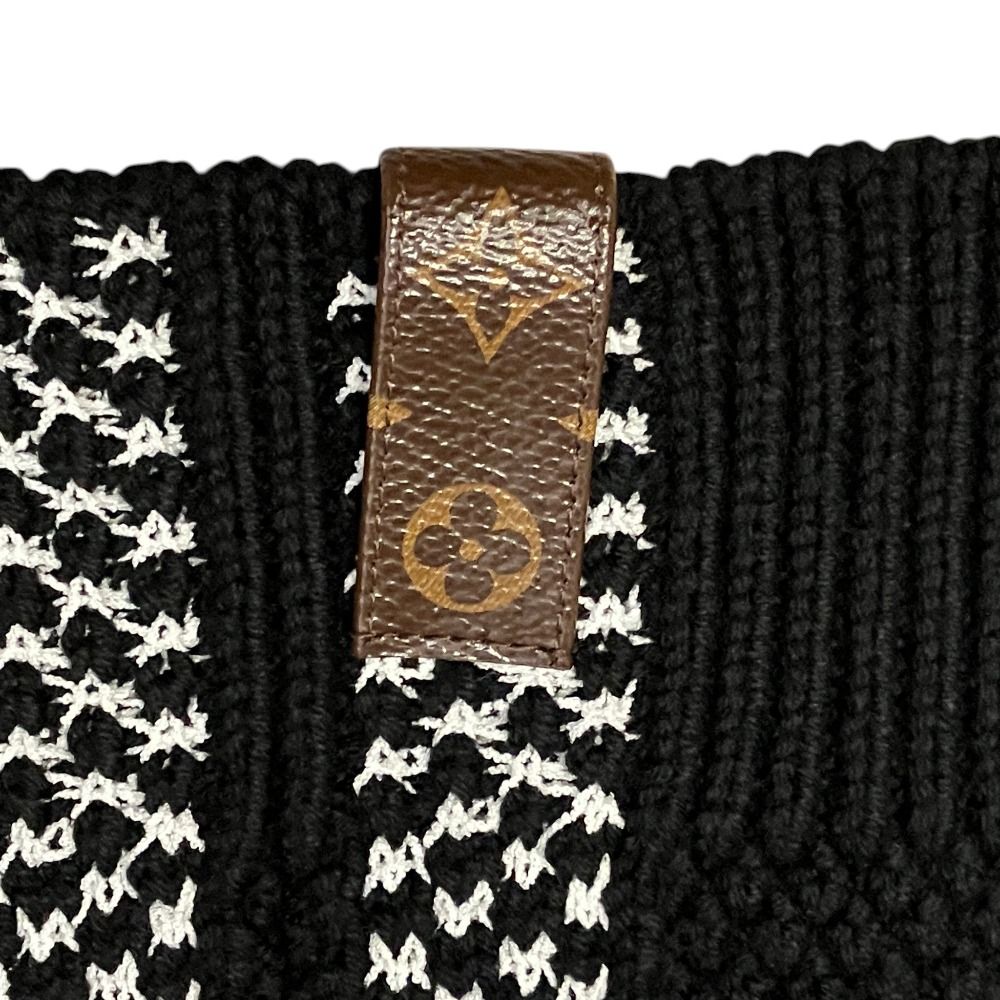 Louis Vuitton Monogram Patch Sleeveless Tweed Dress S Black White — view 4