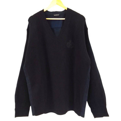 Balenciaga Hybrid V-neck Shirt Docking Knit XS Navy Sweater