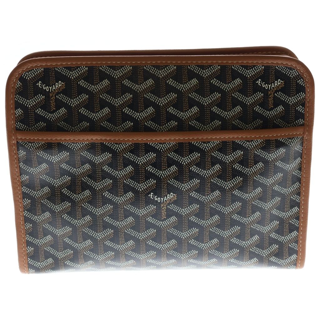 Goyard Juvans MM Herringbone Clutch Brown