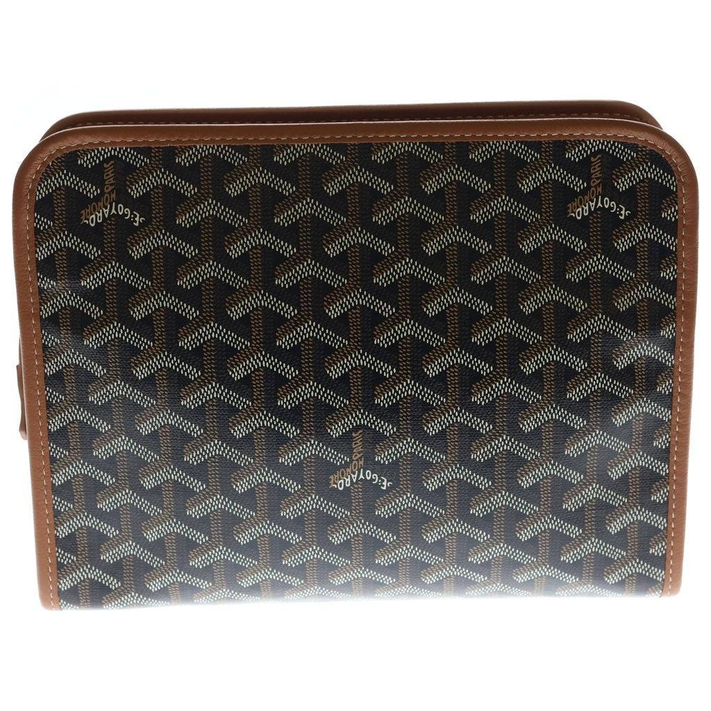 Goyard Juvans MM Herringbone Clutch Brown — view 2