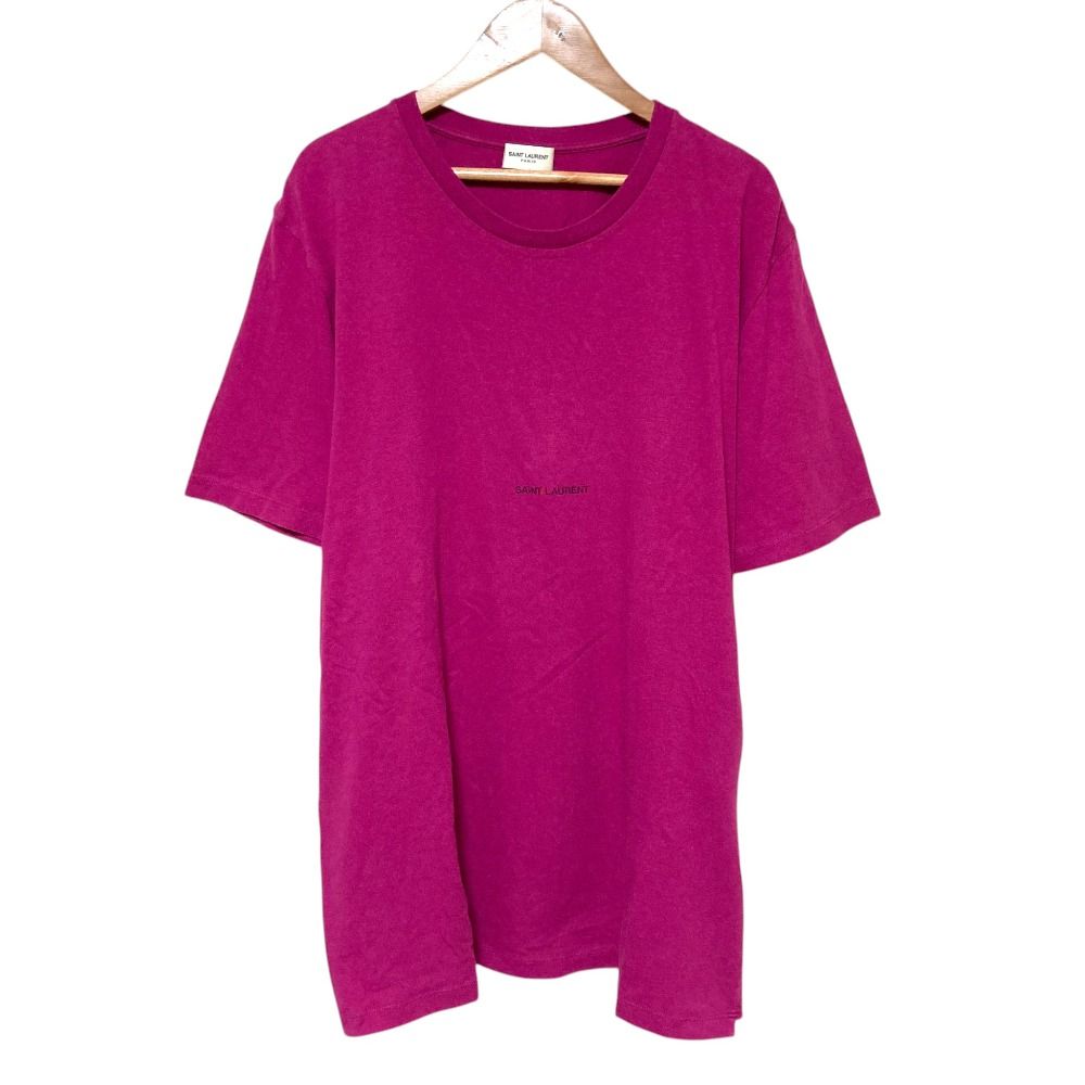 Saint Laurent Paris Logo Print T-Shirt L Purple