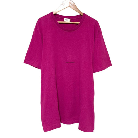 Saint Laurent Paris Logo Print T-Shirt L Purple
