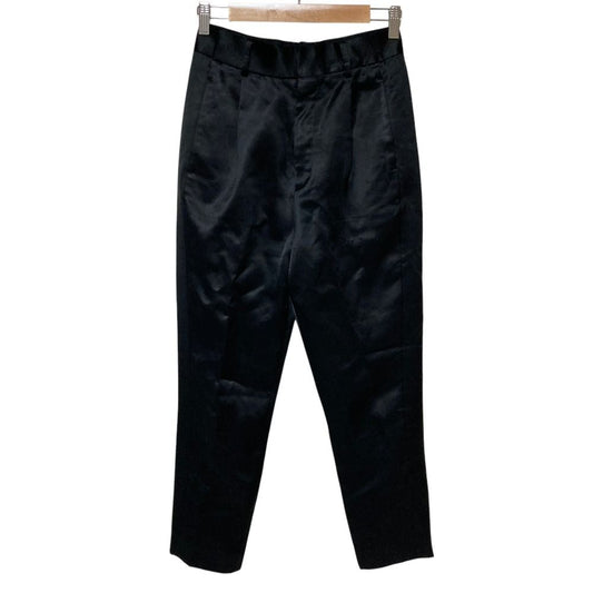Saint Laurent Paris Satin Tapered Tuck Pants Black