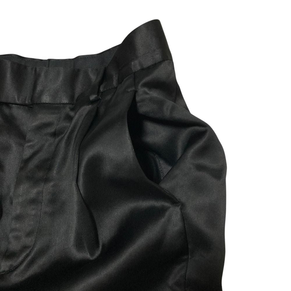 Saint Laurent Paris Satin Tapered Tuck Pants Black — view 3