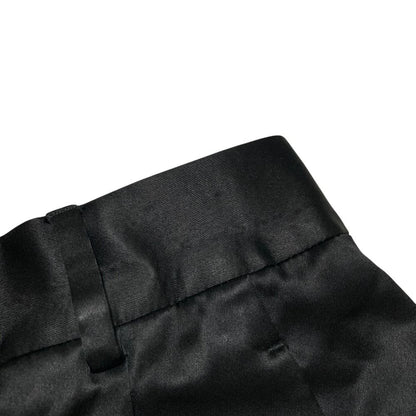 Saint Laurent Paris Satin Tapered Tuck Pants Black — view 9