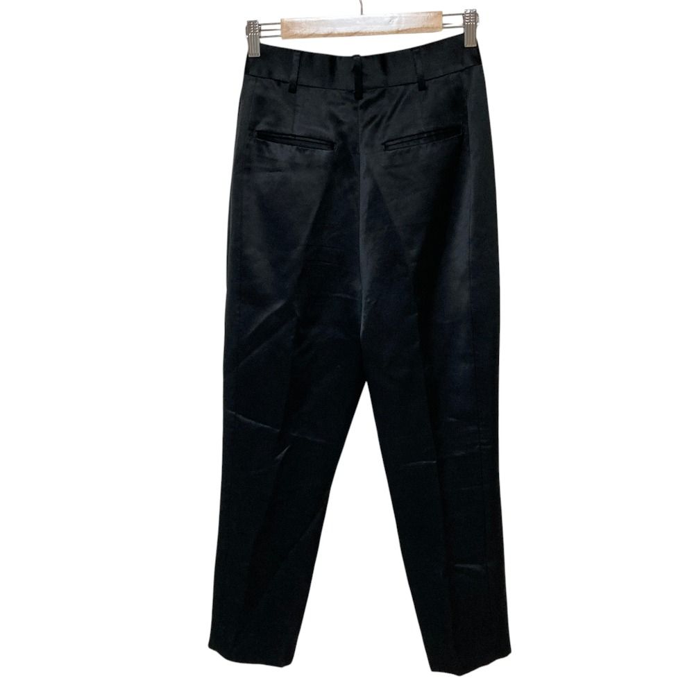 Saint Laurent Paris Satin Tapered Tuck Pants Black — view 2