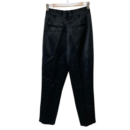 Saint Laurent Paris Satin Tapered Tuck Pants Black — view 2