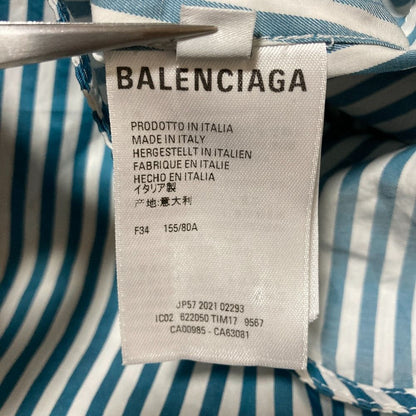 Balenciaga Back Logo Striped Oversize Shirt 34 Blue — view 8