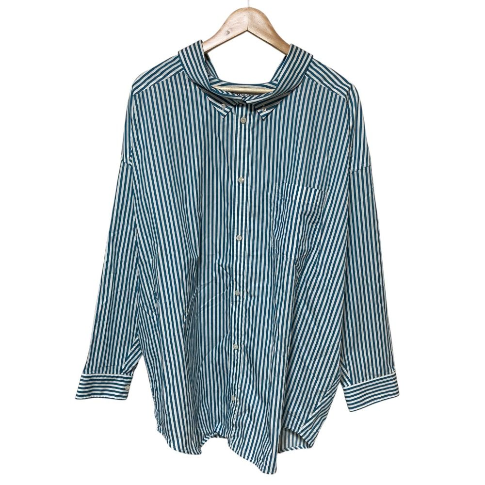 Balenciaga Back Logo Striped Oversize Shirt 34 Blue