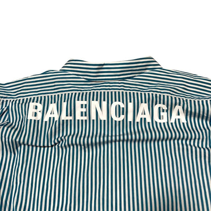 Balenciaga Back Logo Striped Oversize Shirt 34 Blue — view 5