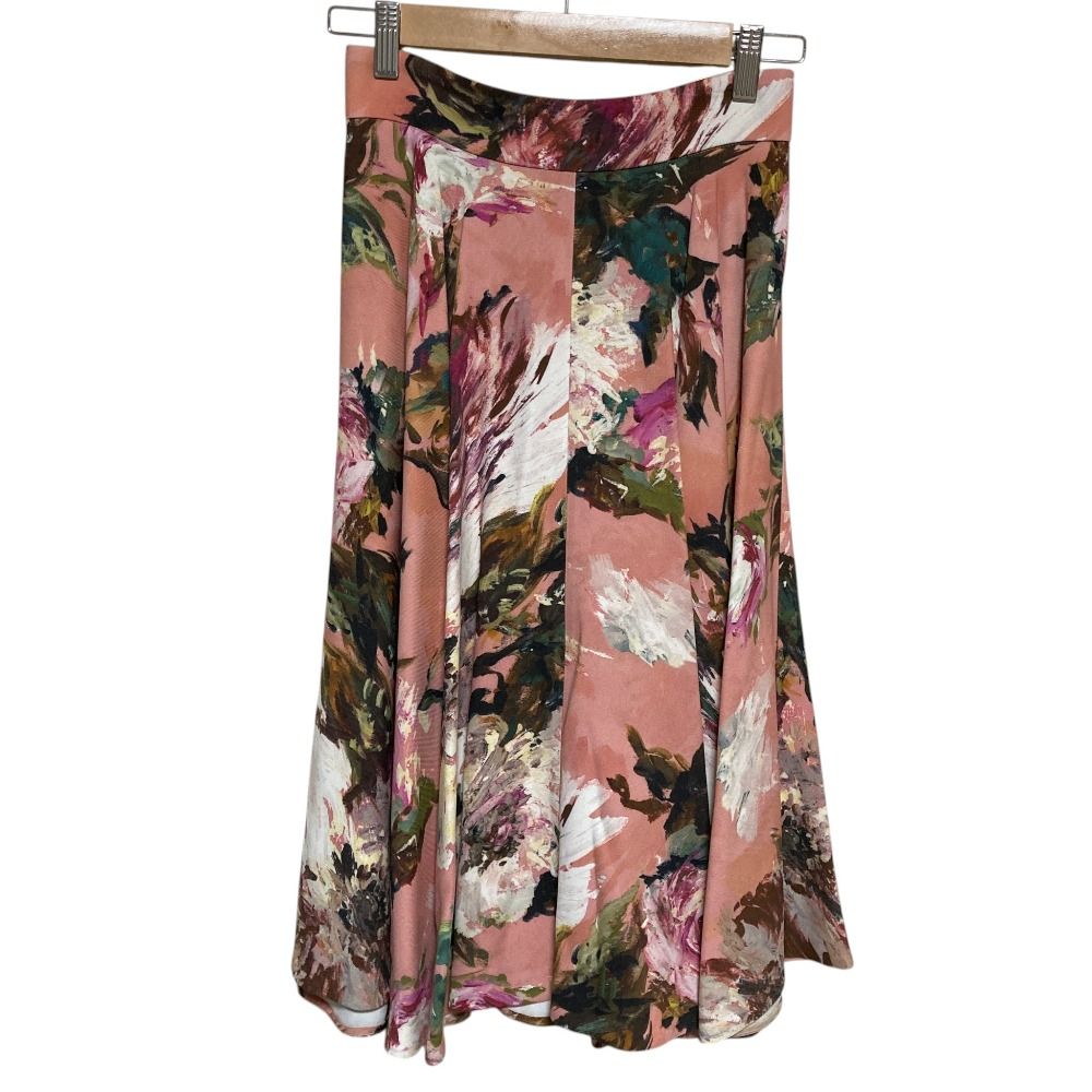 Dolce & Gabbana Flower Print Lace Blouse Flare Skirt Set 36 Pink — view 6