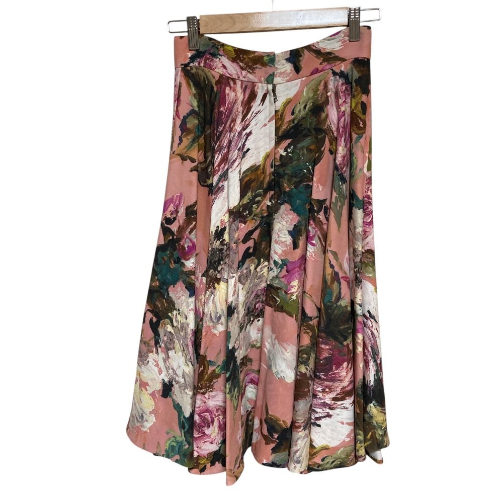 Dolce & Gabbana Flower Print Lace Blouse Flare Skirt Set 36 Pink — view 7
