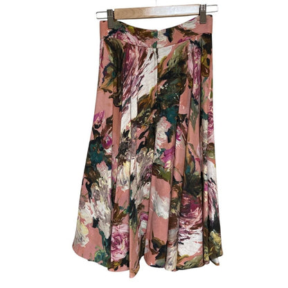 Dolce & Gabbana Flower Print Lace Blouse Flare Skirt Set 36 Pink — view 7
