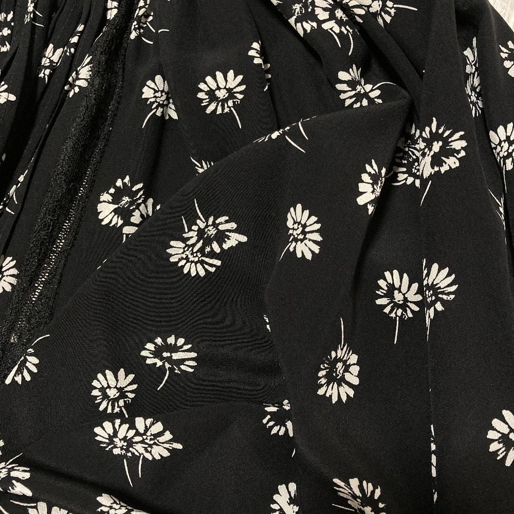 Dolce & Gabbana Flower Print Lace Contrast Fri Roulis Bon Dress 36 Black — view 5