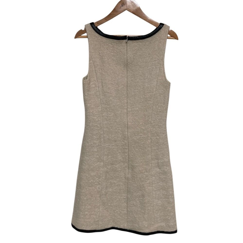 Prada Leather Trim Tweed Sleeveless Dress White — view 2
