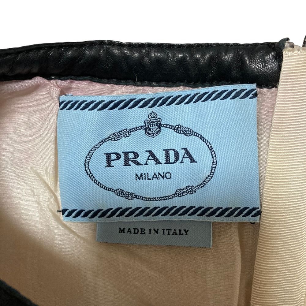 Prada Leather Trim Tweed Sleeveless Dress White — view 4