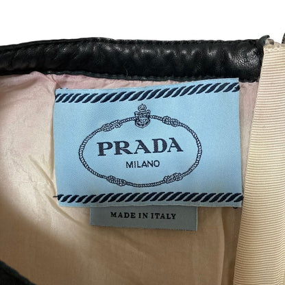 Prada Leather Trim Tweed Sleeveless Dress White — view 4