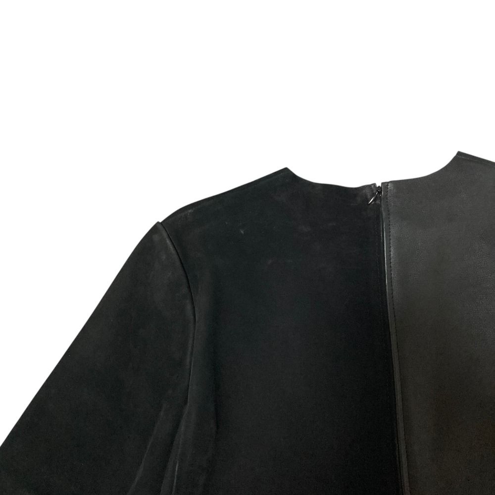 Celine Phoebe Philo Era Cow Leather Nubuck Contrast Blouse 34 Black — view 9