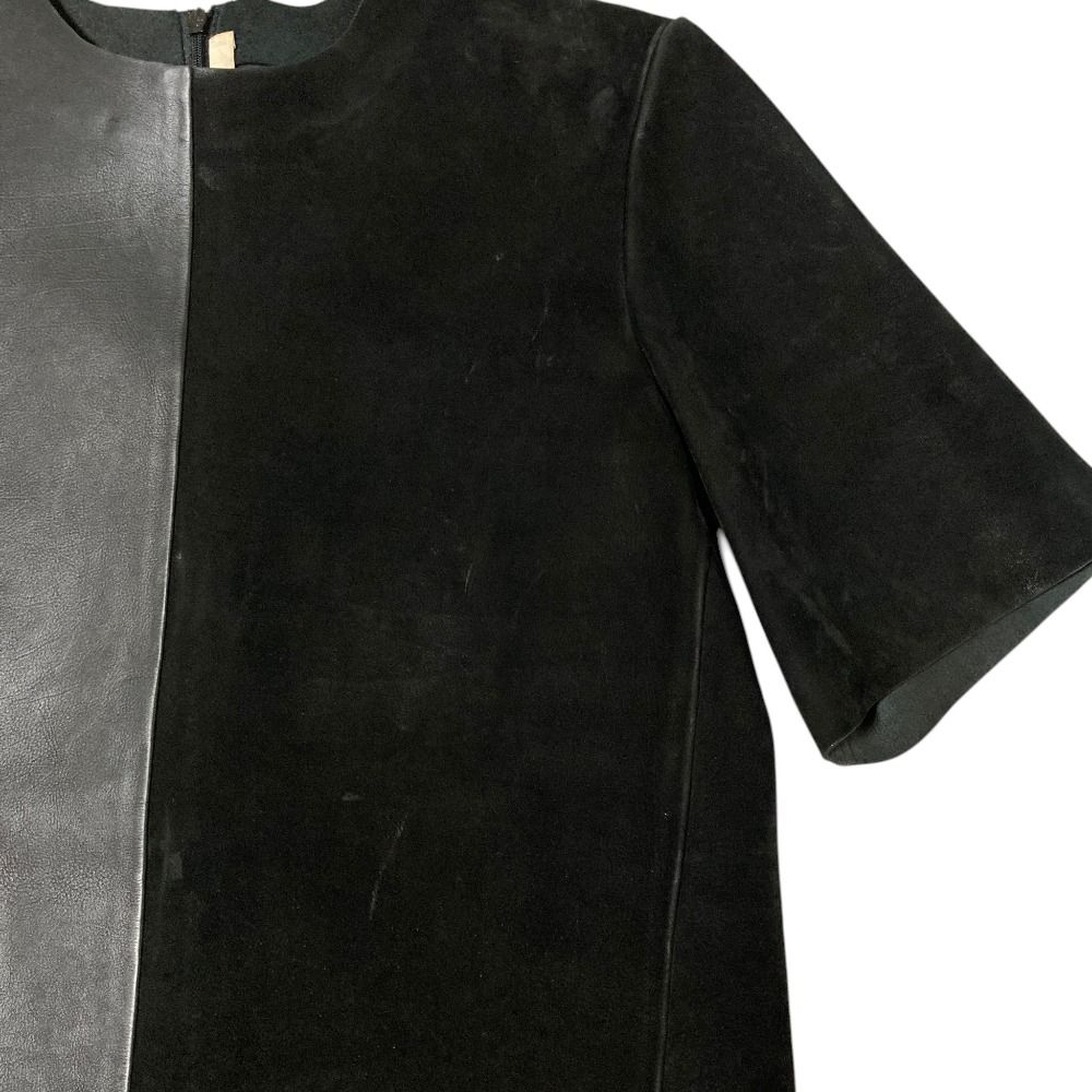 Celine Phoebe Philo Era Cow Leather Nubuck Contrast Blouse 34 Black — view 7