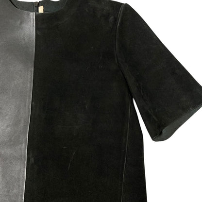 Celine Phoebe Philo Era Cow Leather Nubuck Contrast Blouse 34 Black — view 7