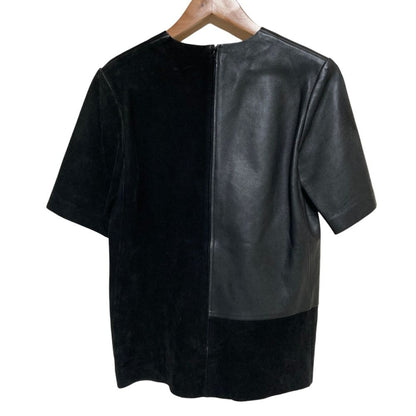 Celine Phoebe Philo Era Cow Leather Nubuck Contrast Blouse 34 Black — view 2