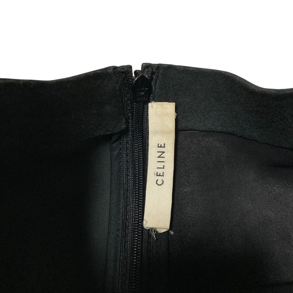 Celine Phoebe Philo Era Cow Leather Nubuck Contrast Blouse 34 Black — view 3