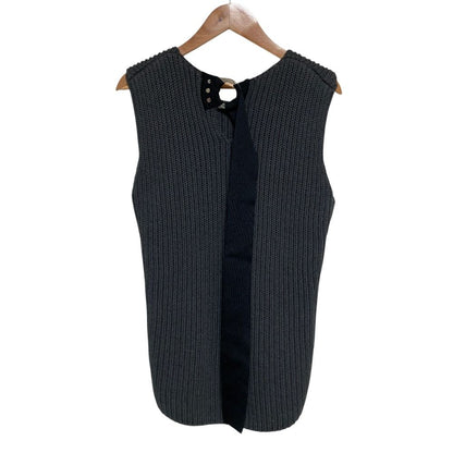 Celine Phoebe Philo Era Cotton Logege Ribbon Knit Vest M Gray — view 2