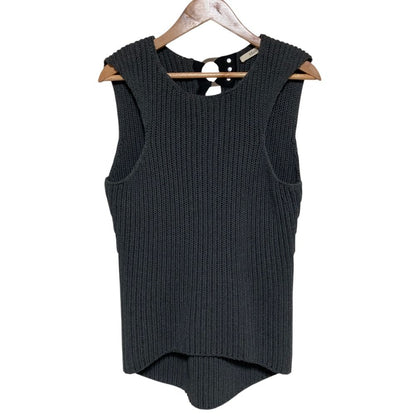Celine Phoebe Philo Era Cotton Logege Ribbon Knit Vest M Gray
