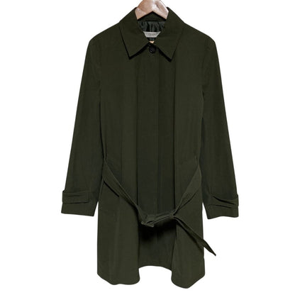 Prada Nylon Belted Satin Coat 36 Khaki Green