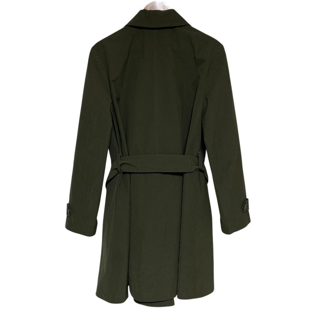 Prada Nylon Belted Satin Coat 36 Khaki Green — view 2
