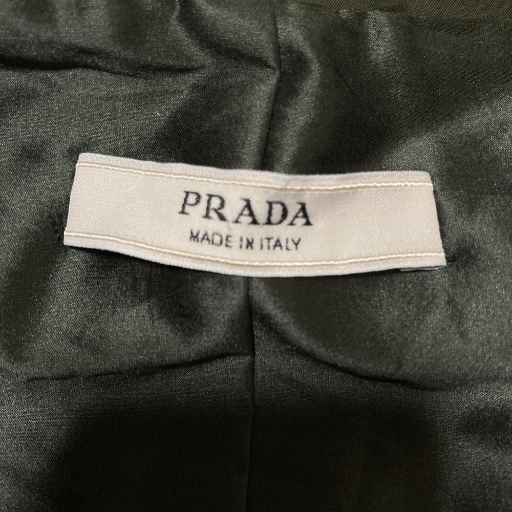 Prada Nylon Belted Satin Coat 36 Khaki Green — view 5