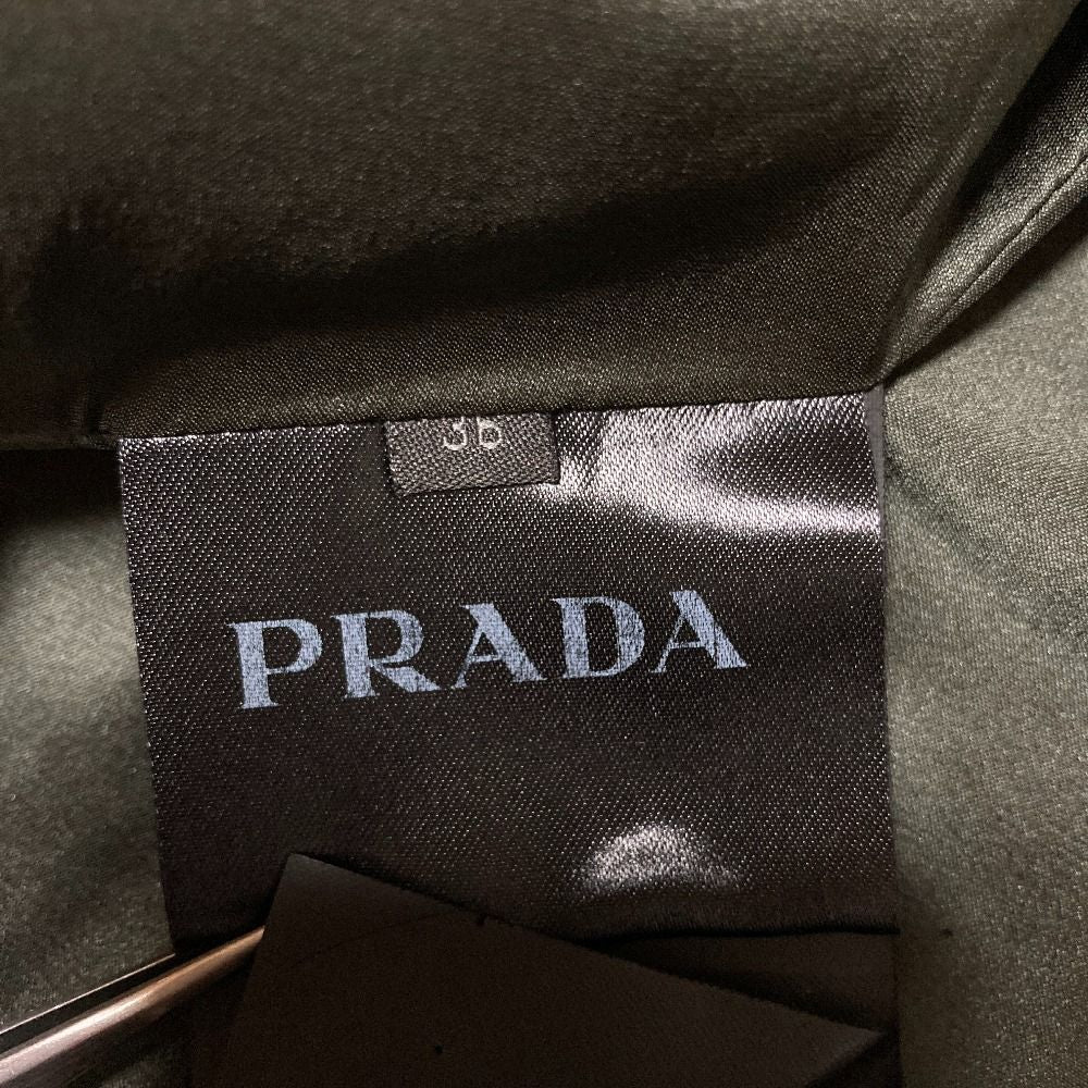 Prada Nylon Belted Satin Coat 36 Khaki Green — view 6