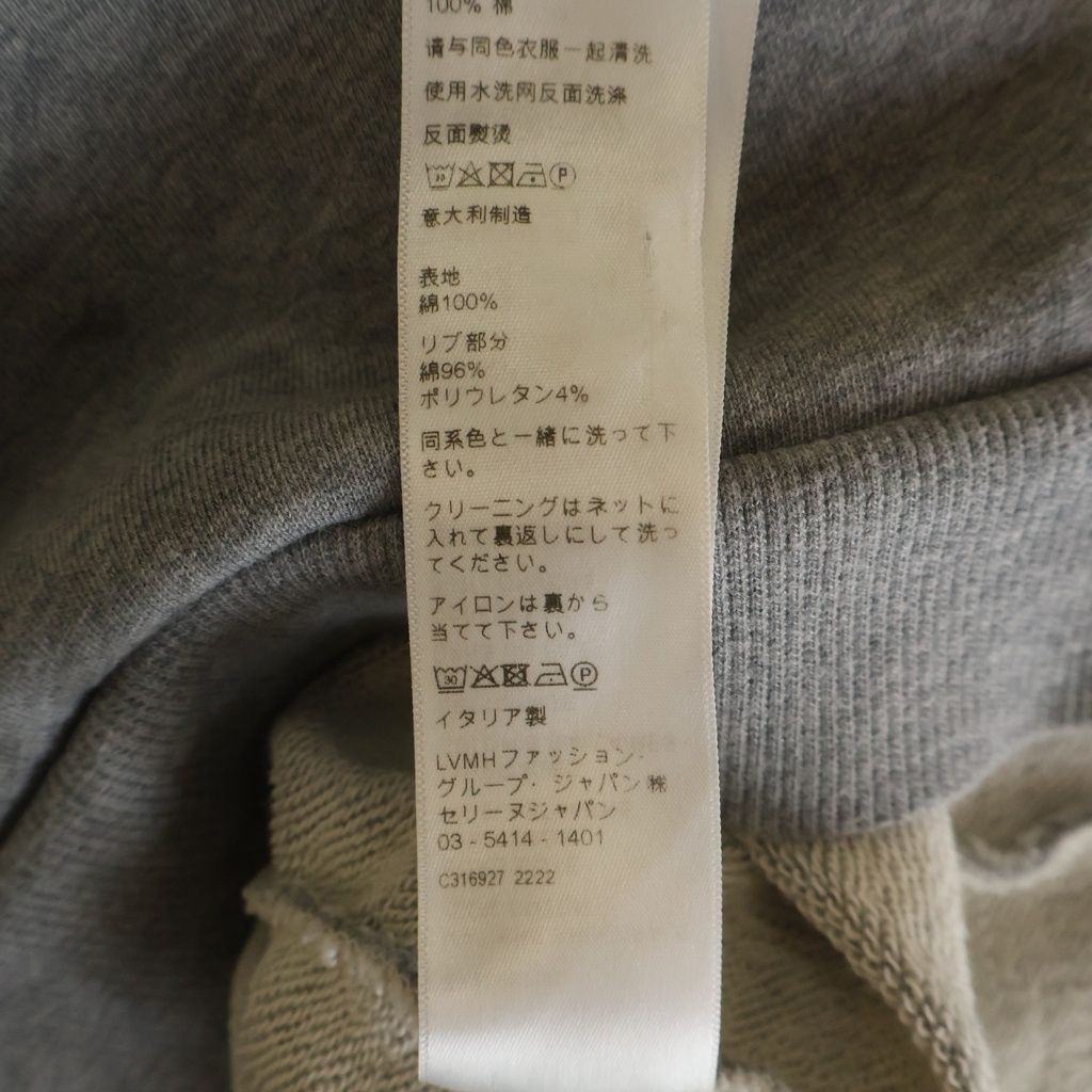 Celine Loose Sweatshirt in Cotton Fleece Drawstring Hoodie Pullover Gray — view 8