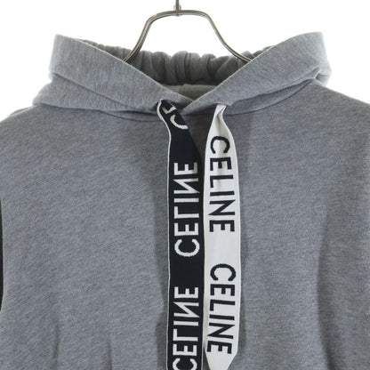 Celine Loose Sweatshirt in Cotton Fleece Drawstring Hoodie Pullover Gray — view 3