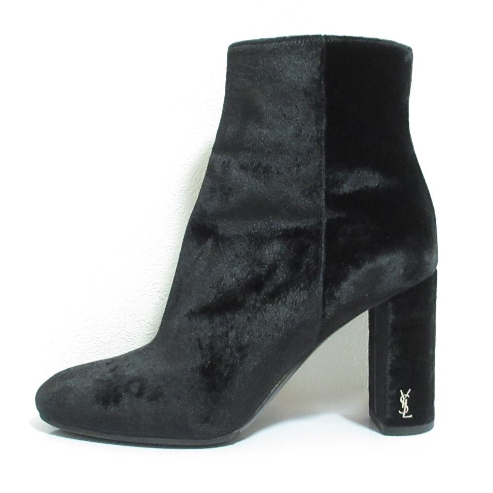 Saint Laurent Paris Velvet Ankle Boots 36.5 Black — view 2