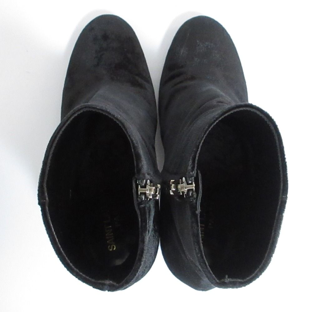 Saint Laurent Paris Velvet Ankle Boots 36.5 Black — view 4