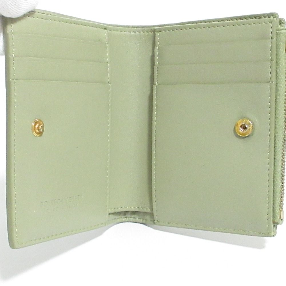 Bottega Veneta Intrecciato Compact Wallet Bifold Khaki — view 6
