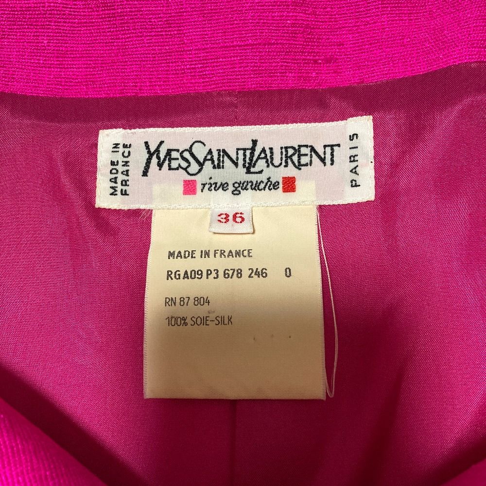 Saint Laurent Yves Rive Gauche Vintage Collarless Jacket 36 Pink — view 7