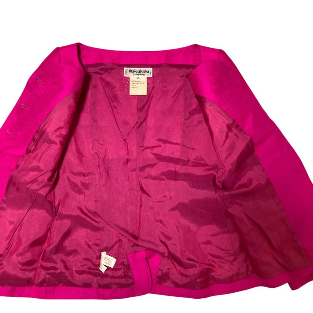 Saint Laurent Yves Rive Gauche Vintage Collarless Jacket 36 Pink — view 3
