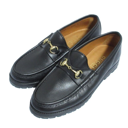 Gucci Leather Horsebit Loafers Shoes 34.5 Black