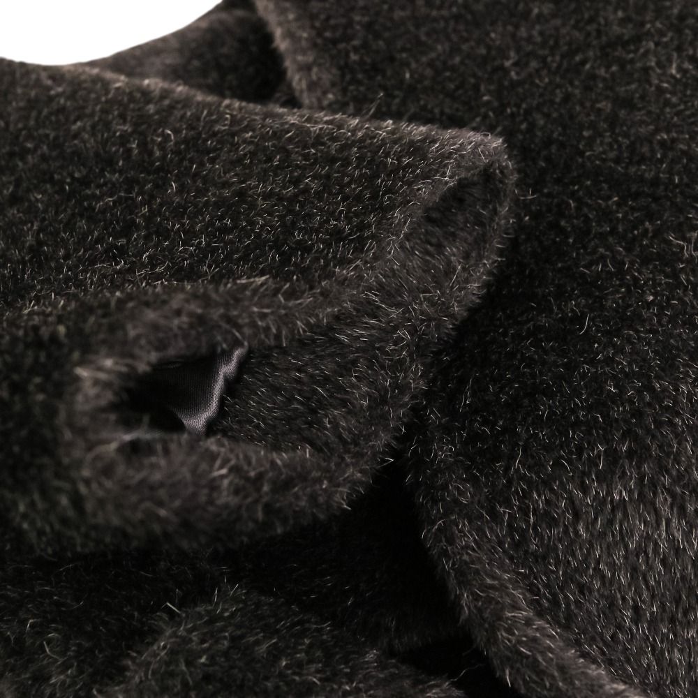 Max Mara Alpaca Shaggy Hoodie Belted Coat Gown 38 Black — view 8