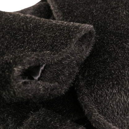 Max Mara Alpaca Shaggy Hoodie Belted Coat Gown 38 Black — view 8
