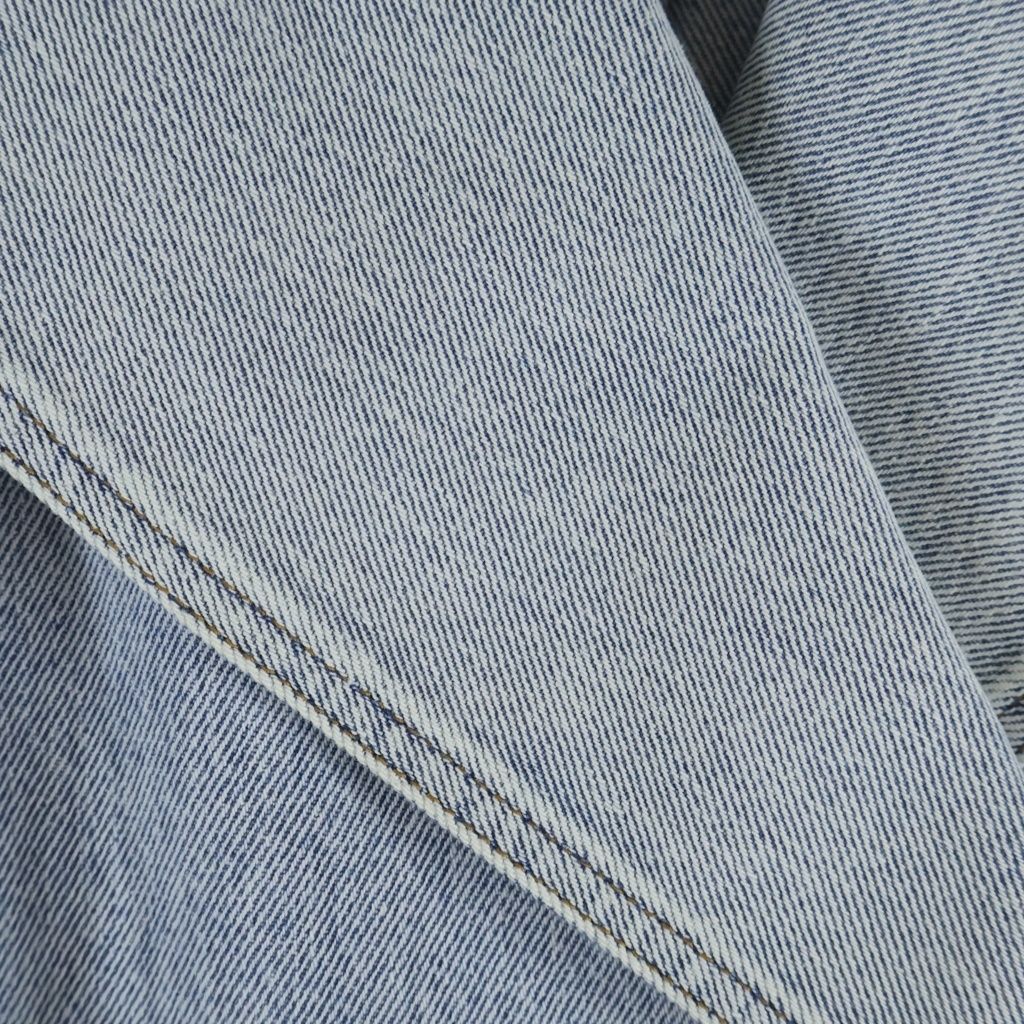 Chanel CC Logo Button Tweed Cut Replacement Washed Denim Trench Long Coat Indigo — view 5
