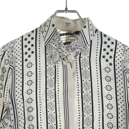 Hermes DO RE Boucles All Over Pattern Regular Color Long Sleeve Shirt White — view 3