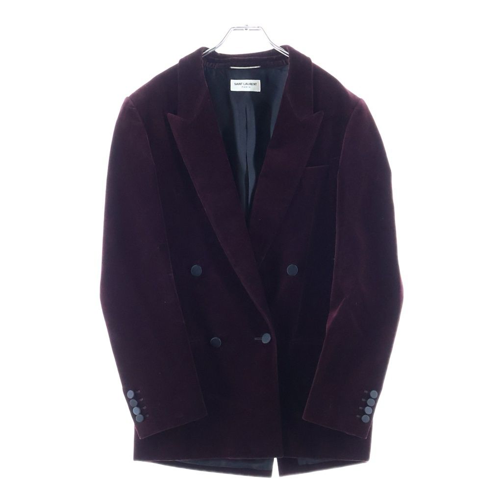 Saint Laurent Paris Peak Lapel Velour Double Breasted Tailored Jacket