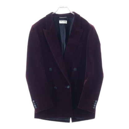 Saint Laurent Paris Peak Lapel Velour Double Breasted Tailored Jacket