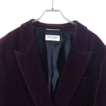Saint Laurent Paris Peak Lapel Velour Double Breasted Tailored Jacket — view 3