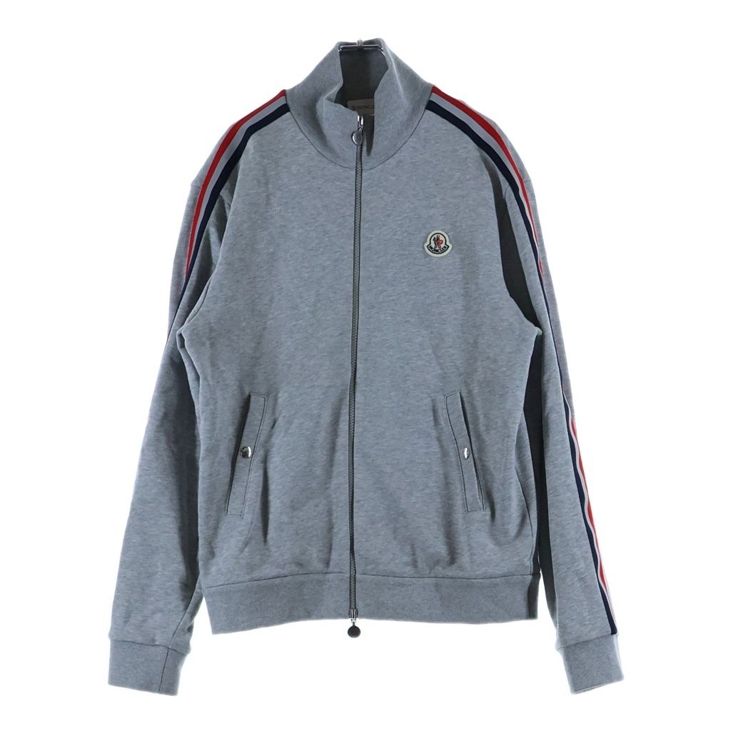 Moncler Arm Reflective Tricolor Line Track Jacket Sweatshirt Zip Up Gray